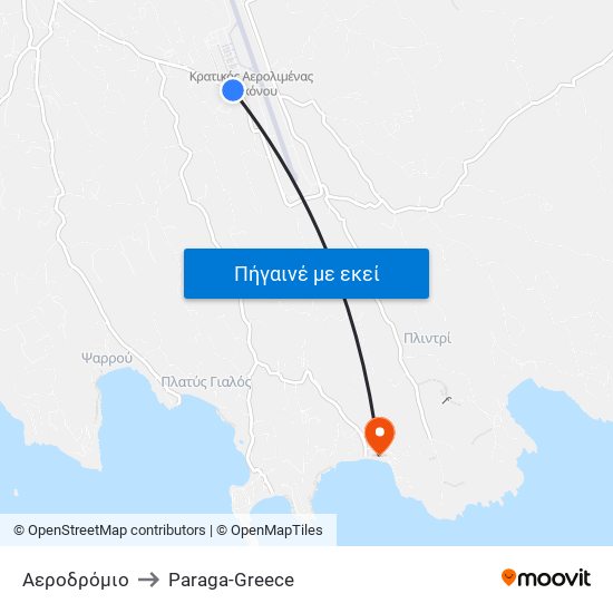 Αεροδρόμιο to Paraga-Greece map