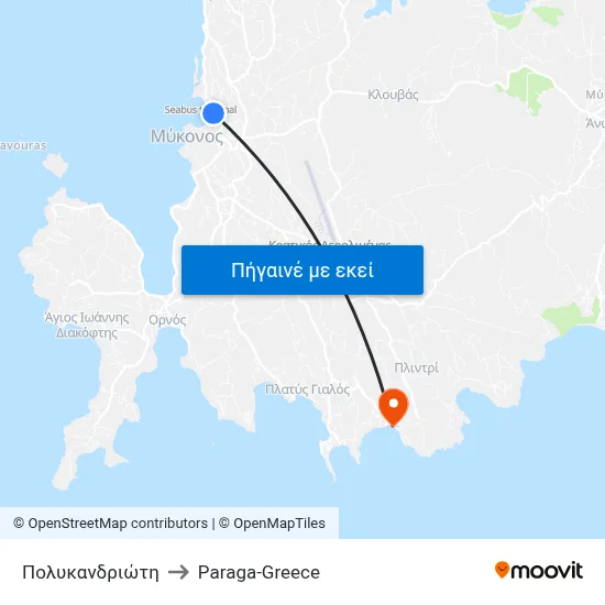 Πολυκανδριώτη to Paraga-Greece map