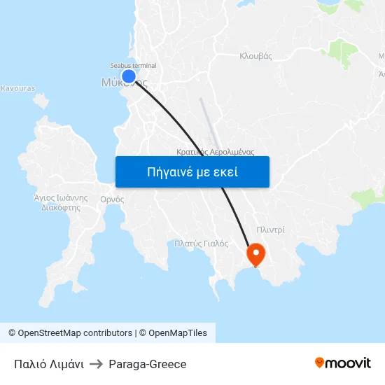 Παλιό Λιμάνι to Paraga-Greece map