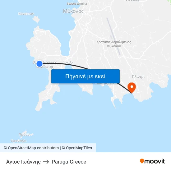 Άγιος Ιωάννης to Paraga-Greece map