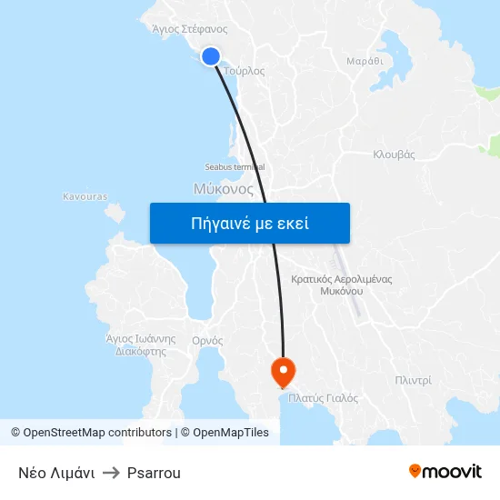 Νέο Λιμάνι to Psarrou map