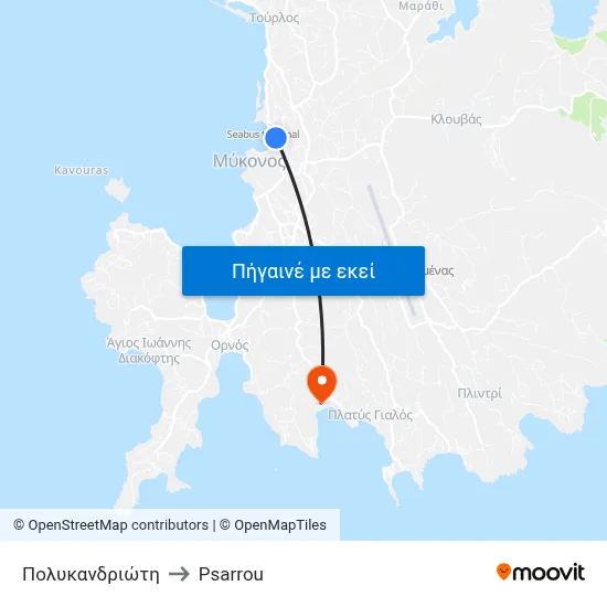 Πολυκανδριώτη to Psarrou map