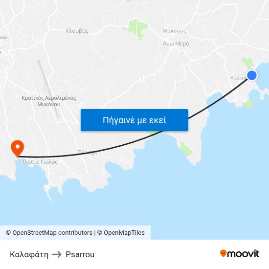 Καλαφάτη to Psarrou map