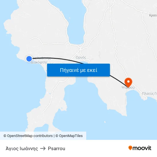 Άγιος Ιωάννης to Psarrou map