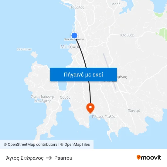 Άγιος Στέφανος to Psarrou map