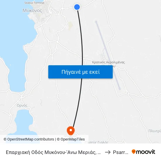 Επαρχιακή Οδός Μυκόνου-'Ανω Μεριάς, 1422 to Psarrou map