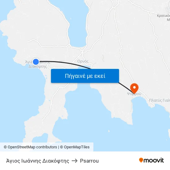 Άγιος Ιωάννης Διακόφτης to Psarrou map
