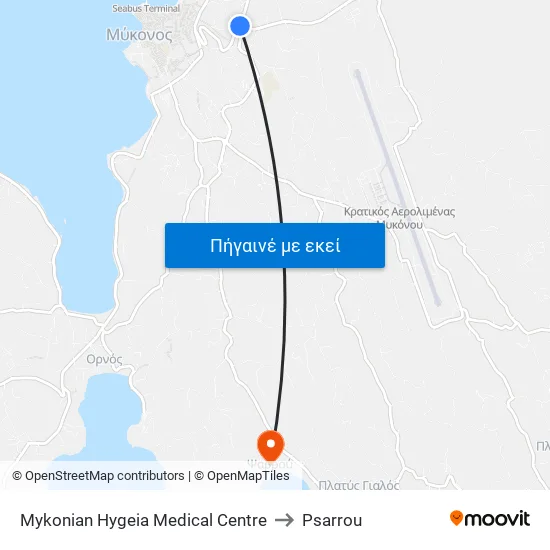 Mykonian Hygeia Medical Centre to Psarrou map