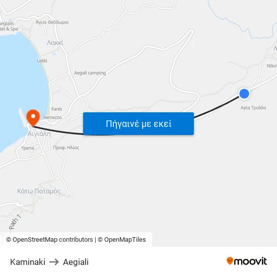 Kaminaki to Aegiali map