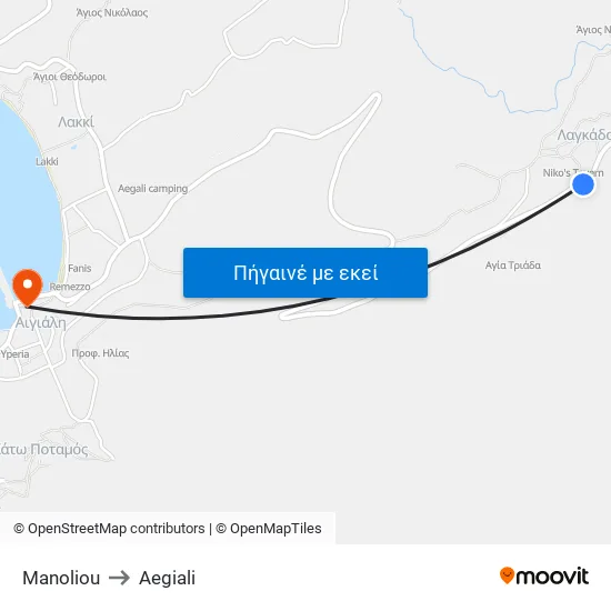 Manoliou to Aegiali map