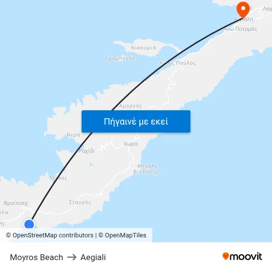 Moyros Beach to Aegiali map