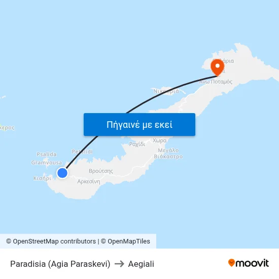 Paradisia (Agia Paraskevi) to Aegiali map