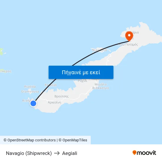 Navagio (Shipwreck) to Aegiali map