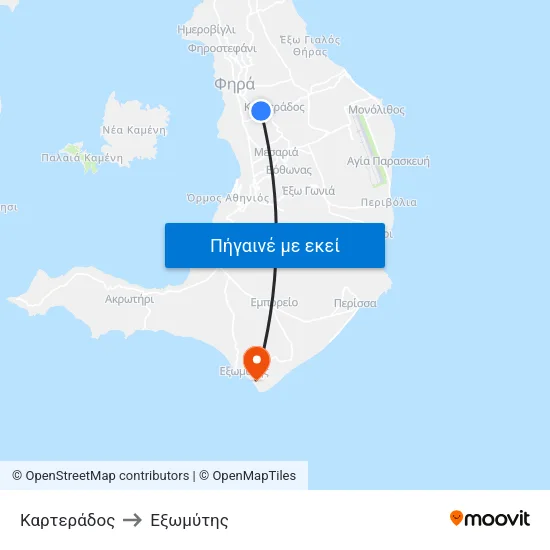 Καρτεράδος to Eξωμύτης map