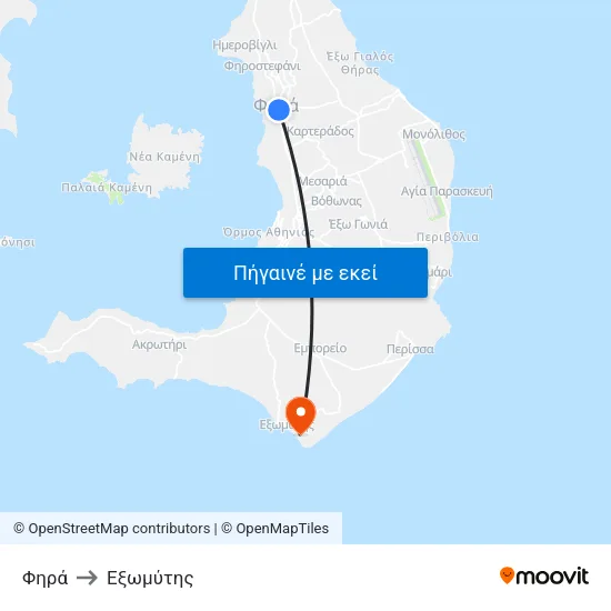 Φηρά to Eξωμύτης map