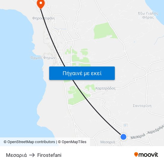 Μεσαριά to Firostefani map