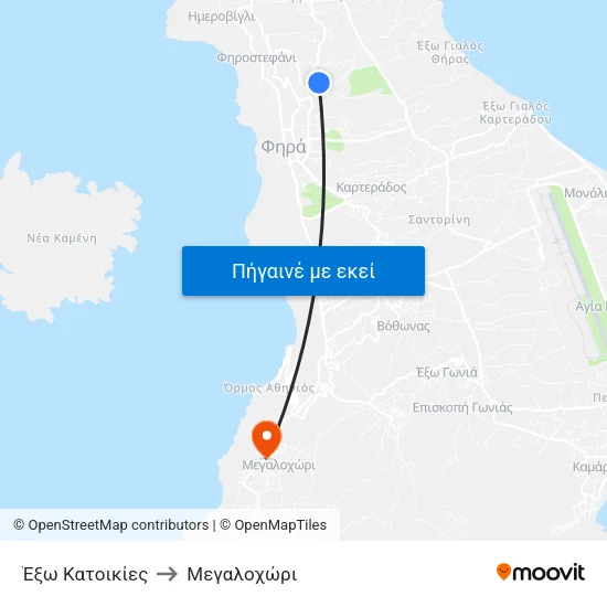 Έξω Κατοικίες to Mεγαλοχώρι map