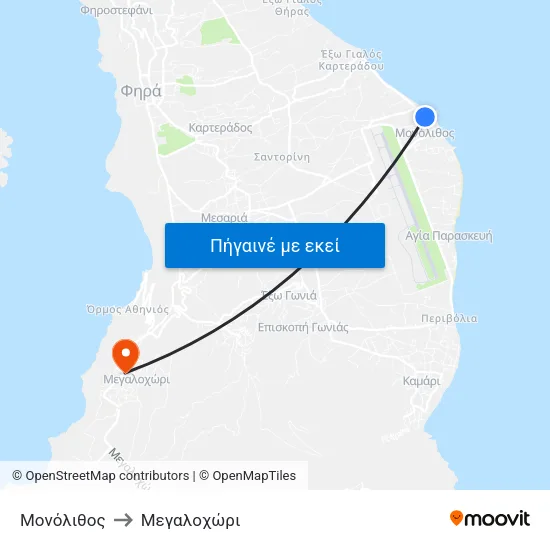 Μονόλιθος to Mεγαλοχώρι map