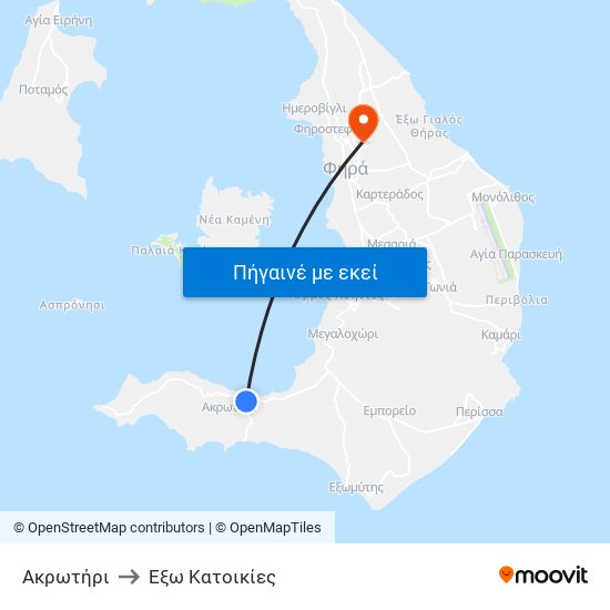 Ακρωτήρι to Έξω Κατοικίες map