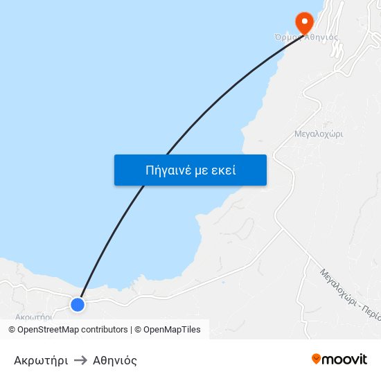 Ακρωτήρι to Αθηνιός map