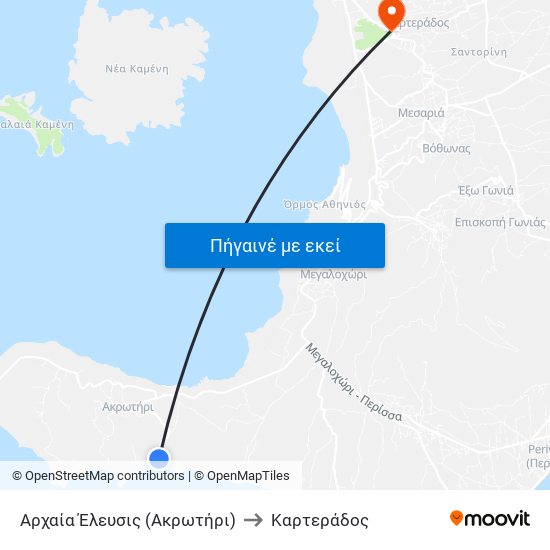 Αρχαία Έλευσις (Ακρωτήρι) to Καρτεράδος map