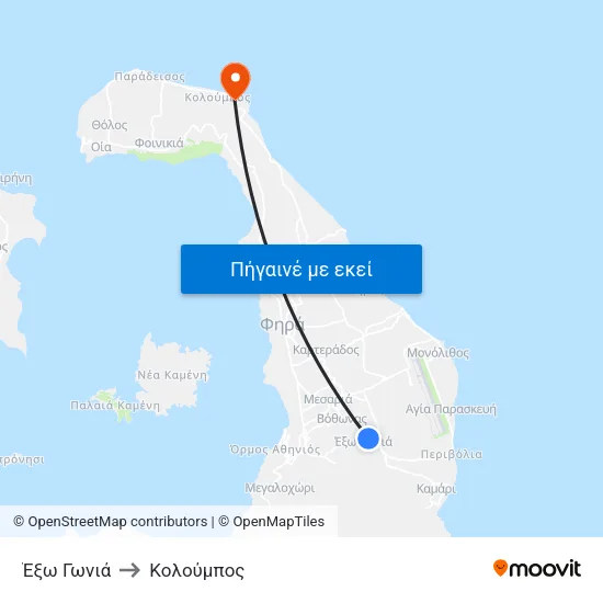 Έξω Γωνιά to Κολούμπος map