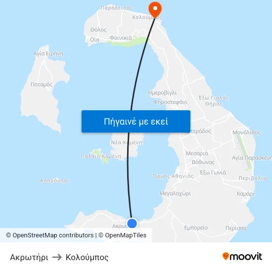 Ακρωτήρι to Κολούμπος map