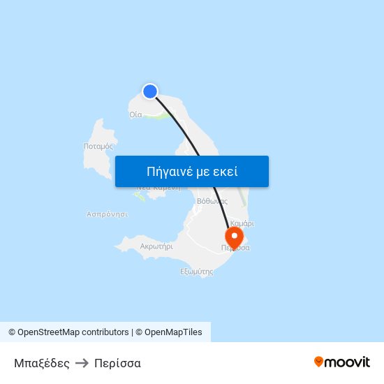 Μπαξέδες to Περίσσα map