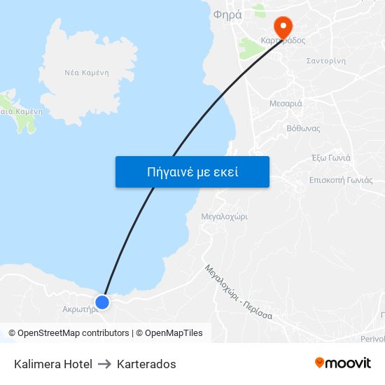 Kalimera Hotel to Karterados map