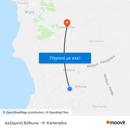 Δεξαμενή Βόθωνα to Karterados map