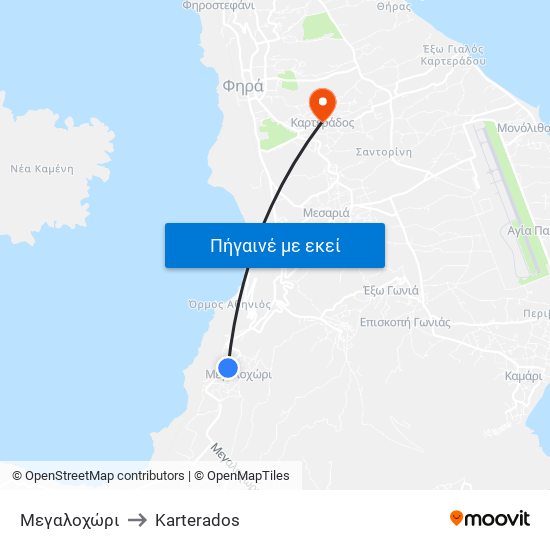 Μεγαλοχώρι to Karterados map