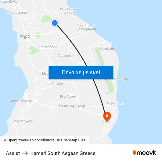 Assist to Kamari South Aegean Greece map