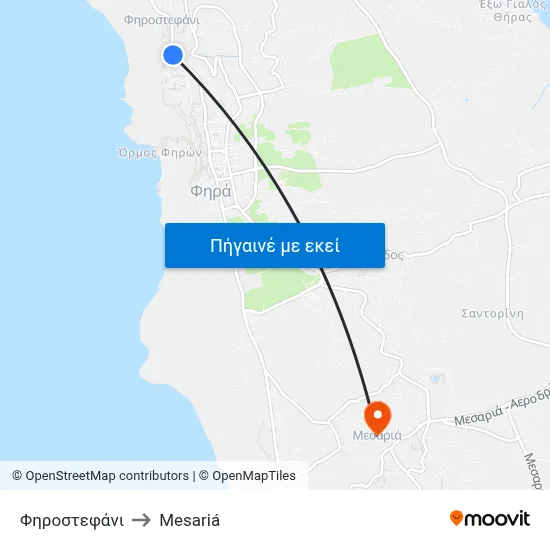 Φηροστεφάνι to Mesariá map