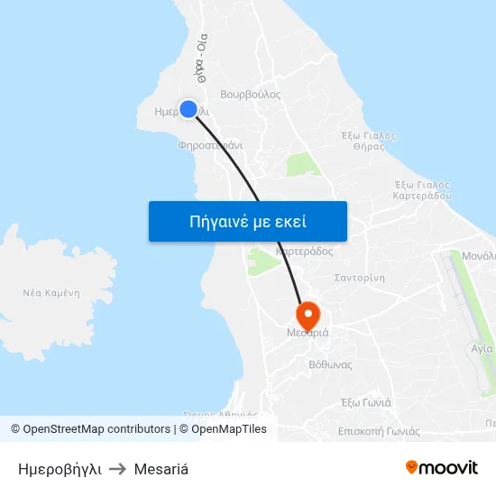 Ημεροβήγλι to Mesariá map