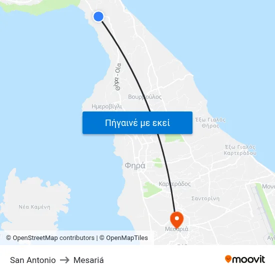 San Antonio to Mesariá map