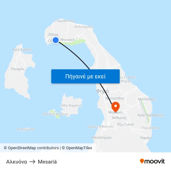 Αλκυόνα to Mesariá map
