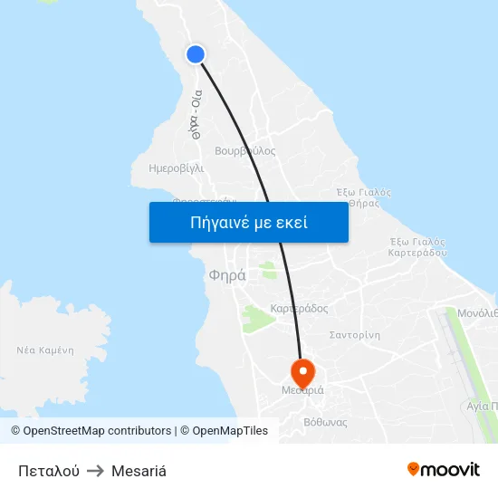 Πεταλού to Mesariá map