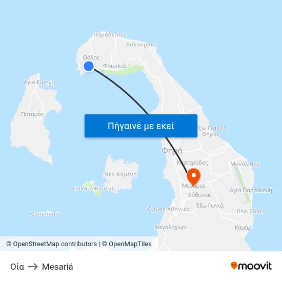 Οία to Mesariá map