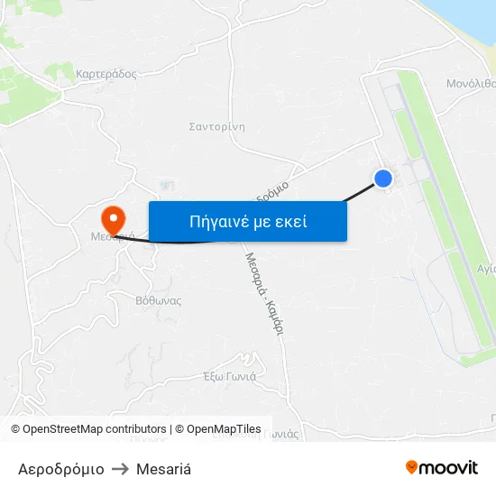 Αεροδρόμιο to Mesariá map
