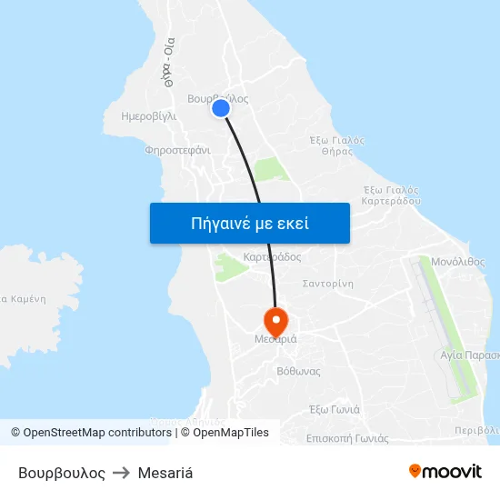 Βουρβουλος to Mesariá map
