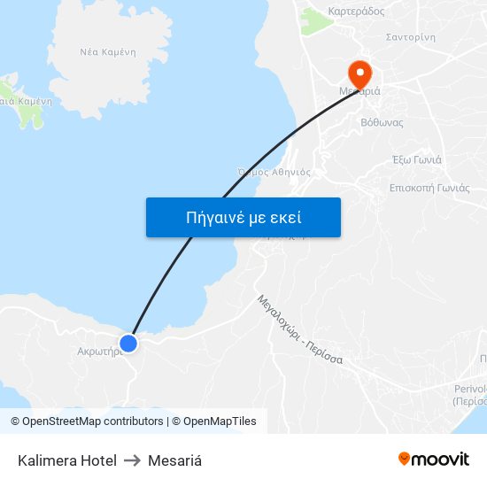 Kalimera Hotel to Mesariá map