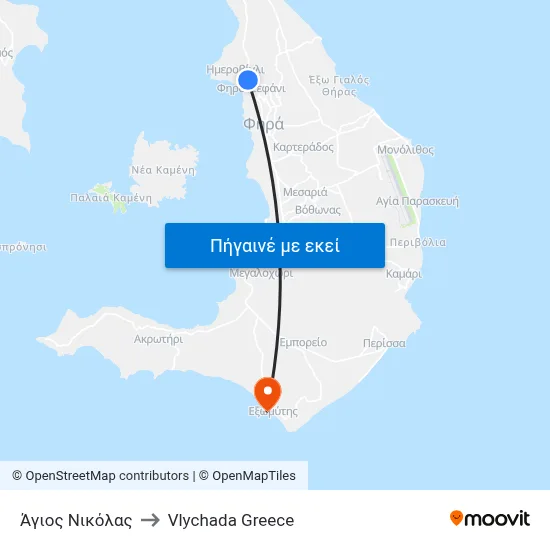 Άγιος Νικόλας to Vlychada Greece map