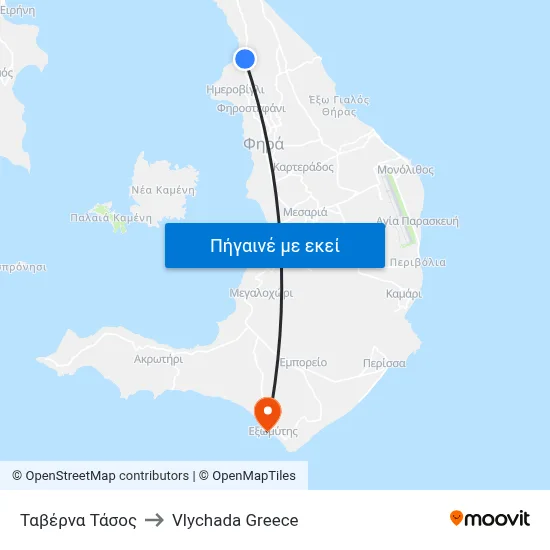 Ταβέρνα Τάσος to Vlychada Greece map