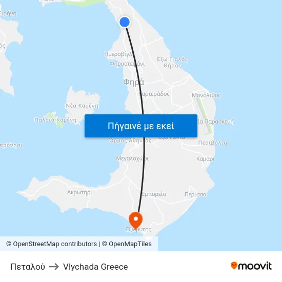 Πεταλού to Vlychada Greece map