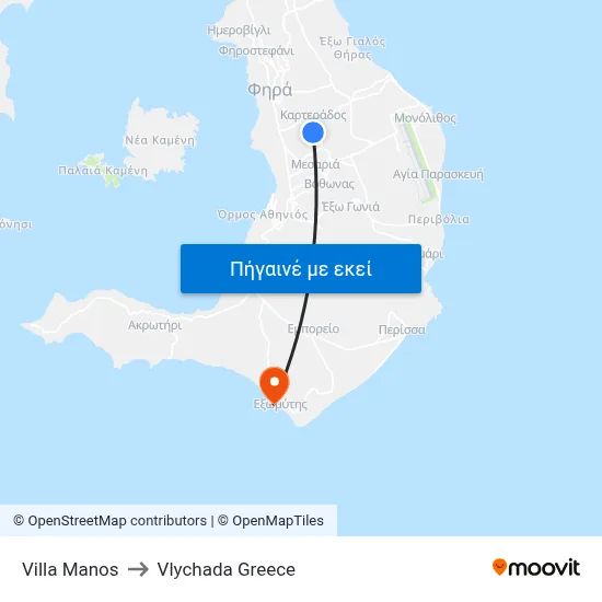 Villa Manos to Vlychada Greece map