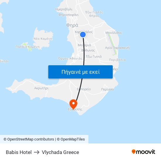 Babis Hotel to Vlychada Greece map