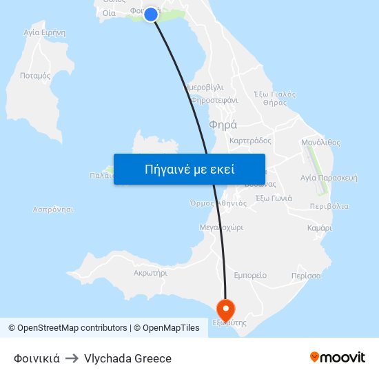 Φοινικιά to Vlychada Greece map