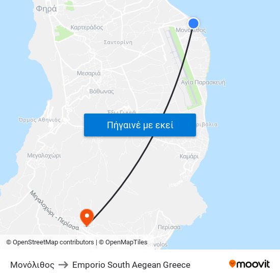 Μονόλιθος to Emporio South Aegean Greece map