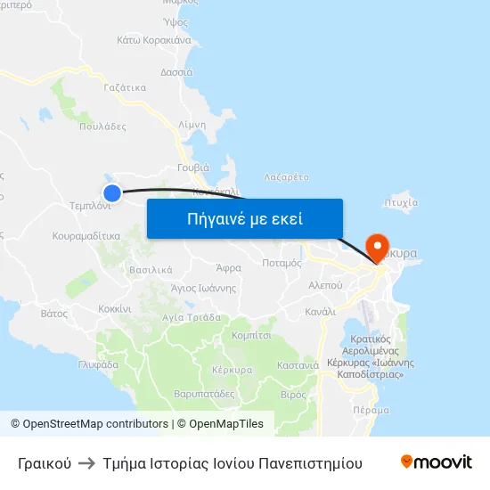 Γραικού to Τμήμα Ιστορίας Ιονίου Πανεπιστημίου map