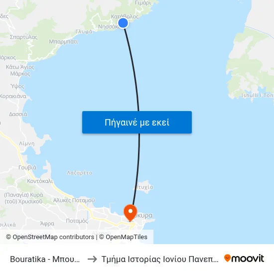 Bouratika - Μπουράτικα to Τμήμα Ιστορίας Ιονίου Πανεπιστημίου map